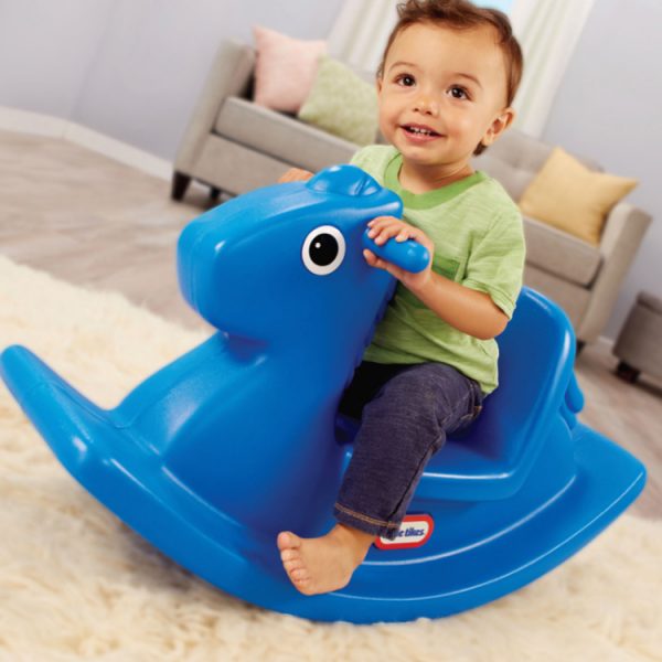 Rocking Toy Horse Primary Blue With Kid