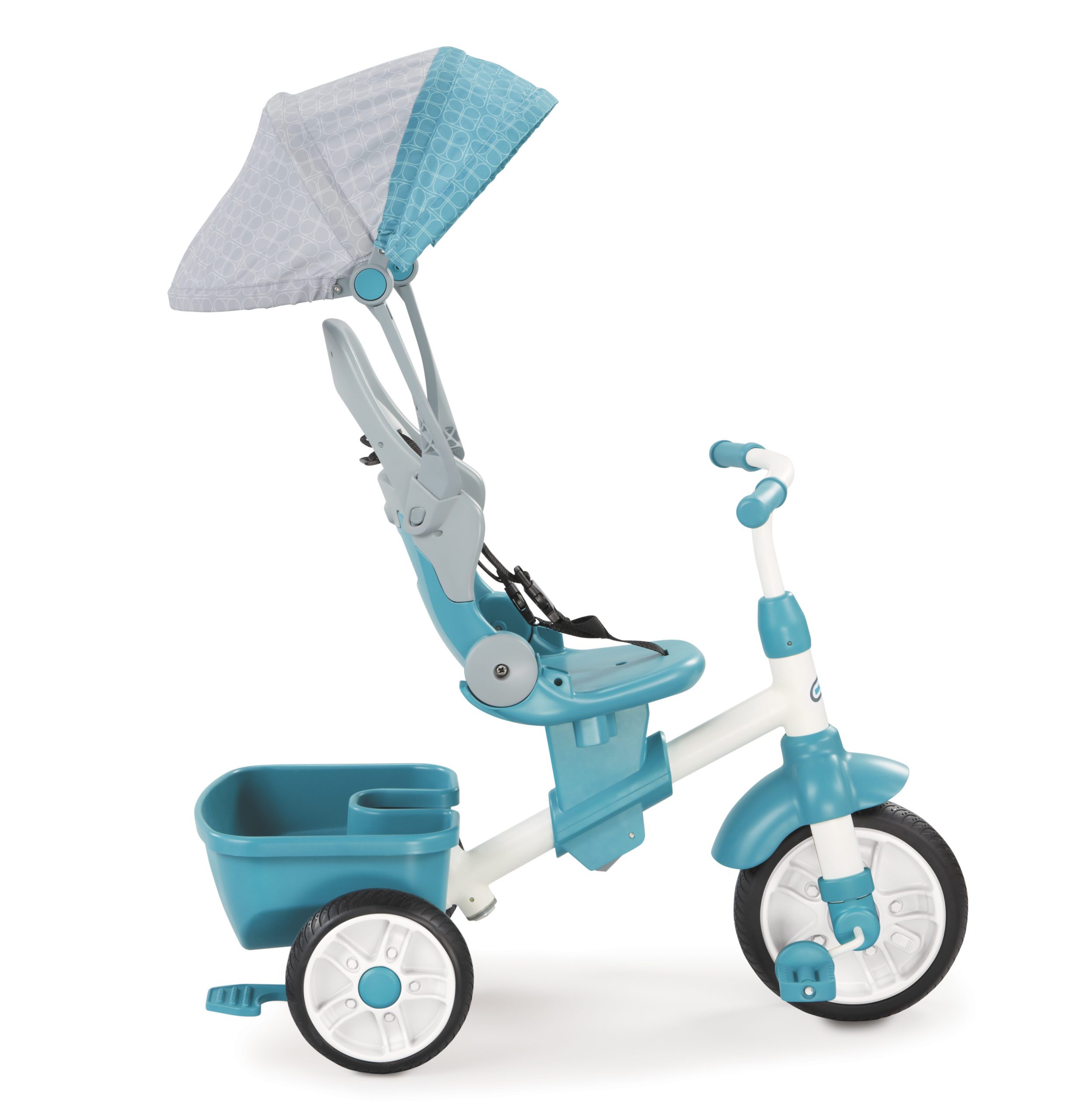 Toddler Tricycle with Safety Seat Foot Pedals,Tricycle for Children Aged 1-5 Years Old. Canopy KAW 4-in-1 Kids Tricycle Storage Basket 